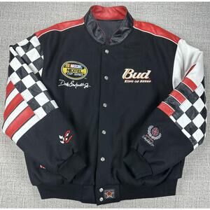 Vintage Dale Earnhardt Jr Jacket Mens 2XL Black Reversible Leather Bomber Chase